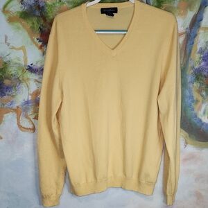 Brooks Brothers Classic Yellow V-Neck Sweater